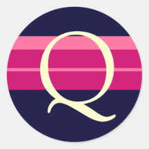 Monogram Q Wedding Pink Navy Ivory Stickers