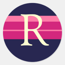 Monogram R Wedding Pink Navy Ivory Stickers