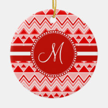 Monogram Red Aztec Andes Tribal Mountains Triangle Ornaments