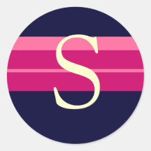 Monogram S Wedding Pink Navy Ivory Stickers