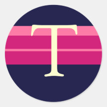 Monogram T Wedding Pink Navy Ivory Stickers