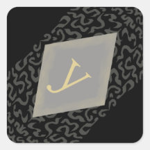 Monogram Y Black & Grey Scrolls Diamond Stickers