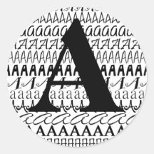 Monogrammed Black White Letter A Sticker