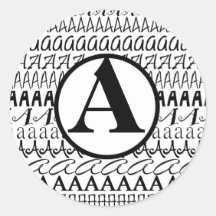 Monogrammed Black White Letter A Sticker
