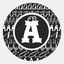 Monogrammed Black White Letter A Sticker