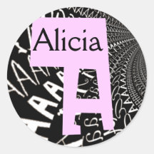Monogrammed Black White Letter A Sticker