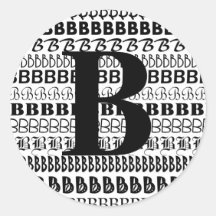 Monogrammed Black White Letter B Sticker