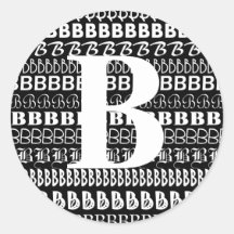 Monogrammed Black White Letter B Sticker