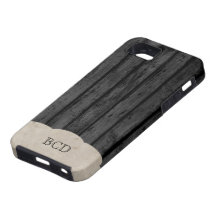 Monogrammed Black Wood Planks Rustic Country iPhone 5 Cases