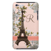 Monogrammed Eiffel Tower Damask iPod Touch 4 Case Case-Mate iPod Touch Case