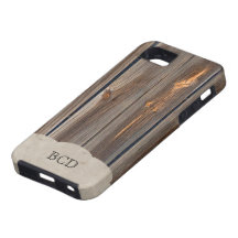 Monogrammed Rough Wood Planks Rustic Country