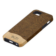 Monogrammed Tooled Leather Look Rustic Country