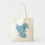 MONOGRAMMED TOTE - BLUE LETTER V TOTE BAGS
