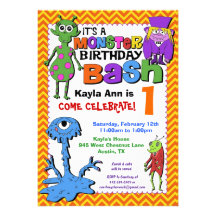 Monster Bash Birthday Party Invitation - Red