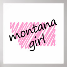 Montana Girl with Scribbled Montana Map Print