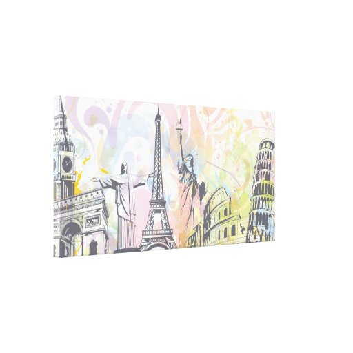 Monuments of the world wrapped canvas print