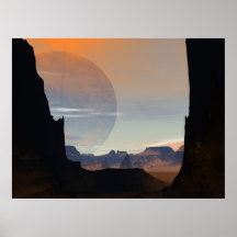 Moon In Canyon Posters
