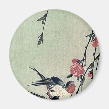 Moon,swallows and peach blossoms by Ando,Hiroshige Magnets