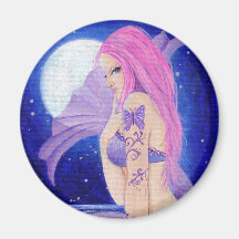 Moonlight and Butterflies Mermaid Fridge Magnet