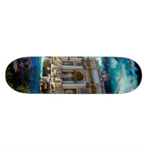 Moonlit Trevi Fountain Tropical Fantasy Skate Deck