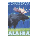 Moose at Night - Cordova, Alaska Canvas Prints