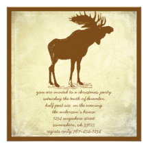 Moose Christmas Dinner Invitations