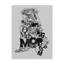 Mops aus Buchstaben postcards