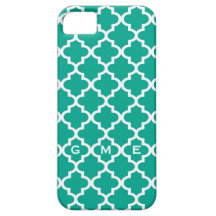 Moroccan emerald green tile design 3 monogram iPhone 5 covers
