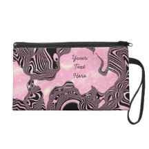 Morphing Pink & Black Bagettes Wristlet Bag