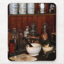 Mortar and Pestle in Drug Store Mouse Mat