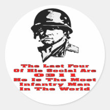 MOS 0311 Infantry Round Stickers