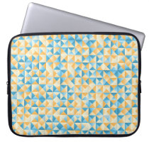 Mosaic in blue and orange laptop sleeves