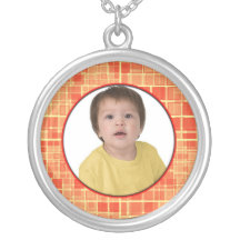 Mosaic Orange Frame Necklace Add Photo