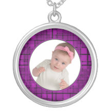 Mosaic Purple Frame Necklace Add Photo