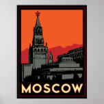 moscow russia kremlin art deco retro travel posters
