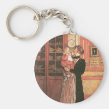 Mother and Baby in the Kitchen Keychain