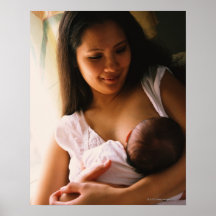 Mother breast feeding newborn poster