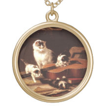 Mother cats and guitar personalized necklace