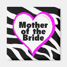 Mother of the Bride (Heart Zebra Stripes) Fridge Magnet