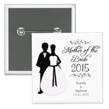 Mother of the bride swirls wedding favour button