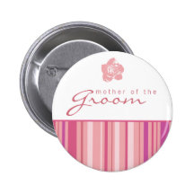 Mother of the Groom Button-Modern Stripes (Pink)