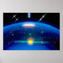 Mother ship with star satellites posters