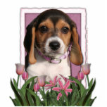 Mothers Day - Pink Tulips - Beagle Puppy Photo Cutouts