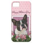 Mothers Day - Pink Tulips - Boston Terrier