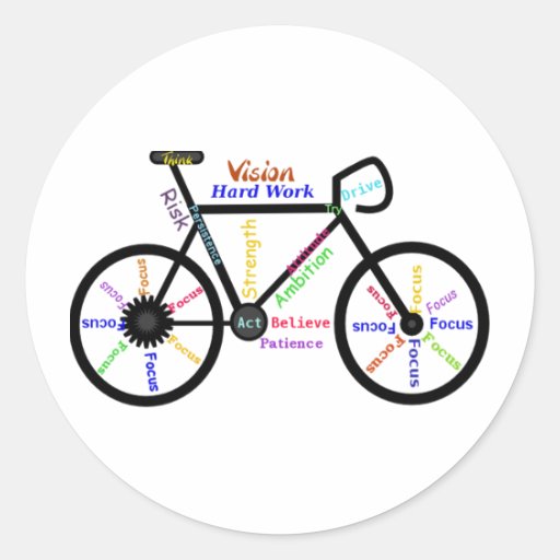 Motivational Bike, Cycle, Biking, Sport Words Round Sticker