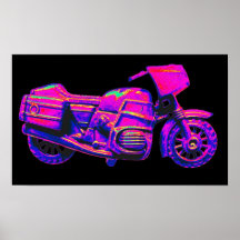 Motorbike, Pink on Black Back Print