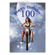 Motorbiker girl birthday card