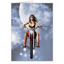 Motorbiker girl birthday card