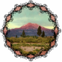 Mount Shasta Vintage Ornament Photo Sculpture