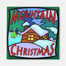 Mountain Christmas Refrigerator Magnets